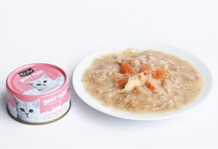 Kitcat - Thịt Hộp Cho Mèo 70g (Sữa Dê Với Cá Ngừ & Cá Hồi)