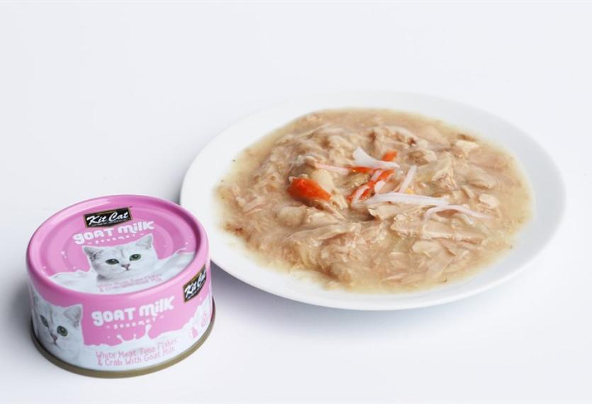 Kitcat - Thịt Hộp Cho Mèo 70g (Sữa Dê Với Cá Ngừ & Cua)