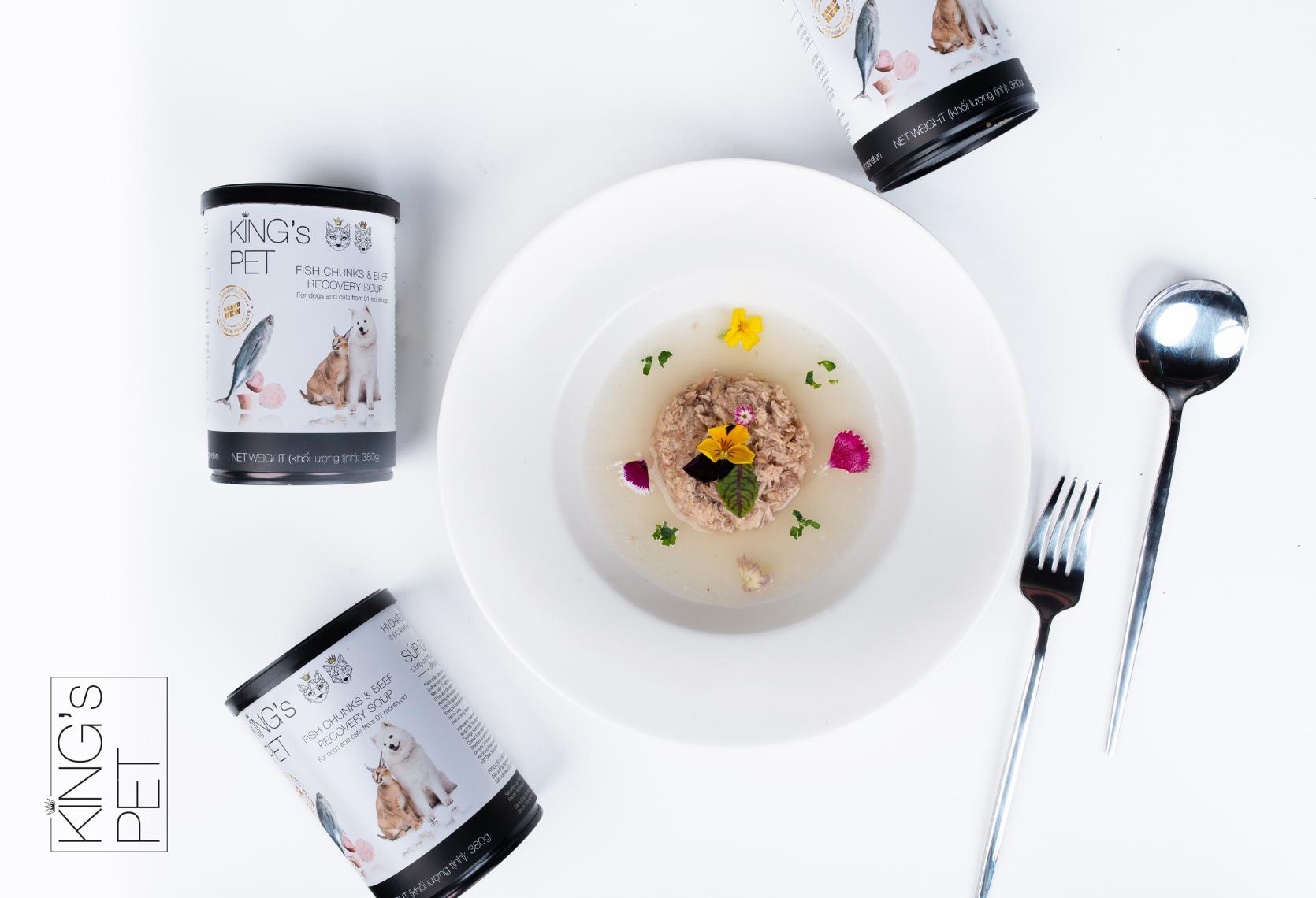King's Pet - Pate Chó & Mèo 380g (Súp Cá Sốt Bò)