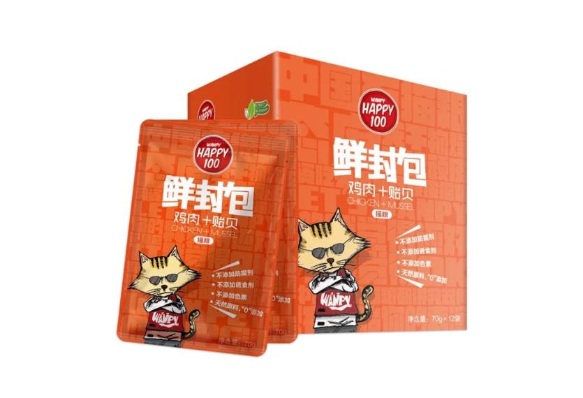 Happy 100 - Thịt Gói Cho Mèo 70g (Gà Nướng)