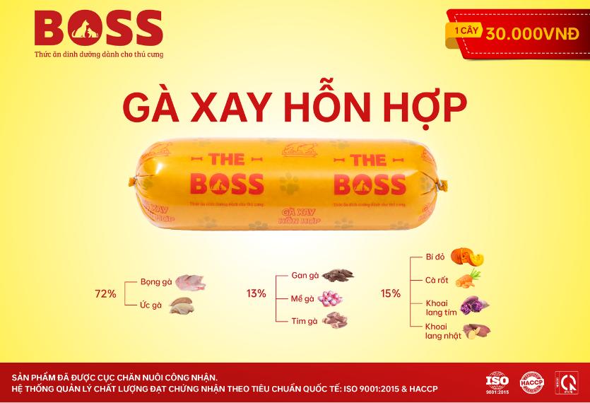 The Boss - Thịt Tươi Xay Rau Củ Chó 800g (Hỗn Hợp Gà)