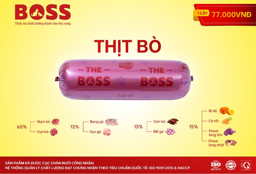 The Boss - Thịt Tươi Xay Rau Củ Chó 800g (Thịt Bò)